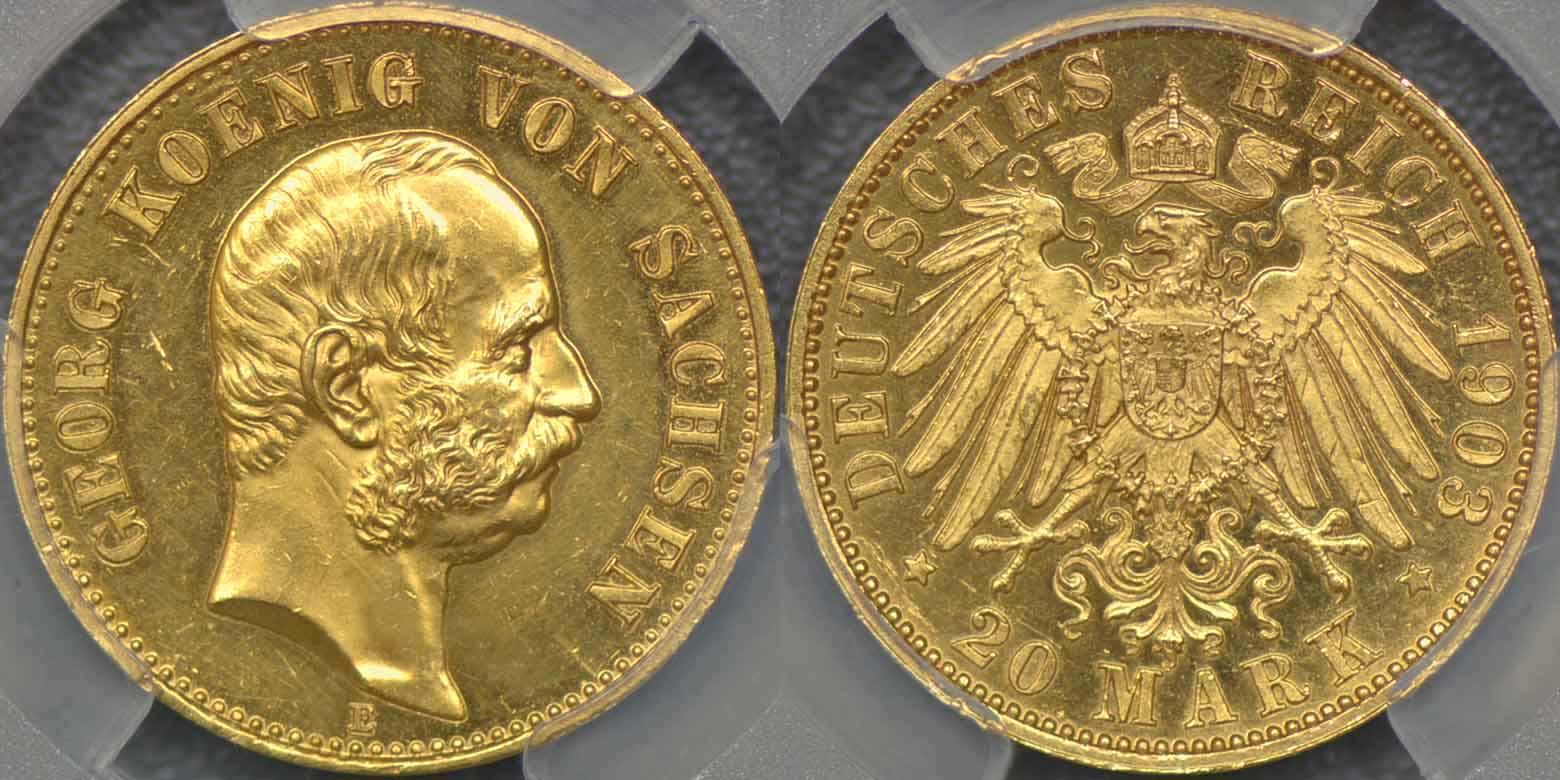 Sachsen, 1903 Muldenhütten Proof Twenty Mark