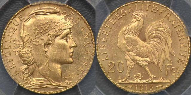 1913 Twenty Francs "Rooster"