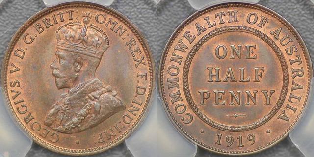 1919年ハーフペニー硬貨