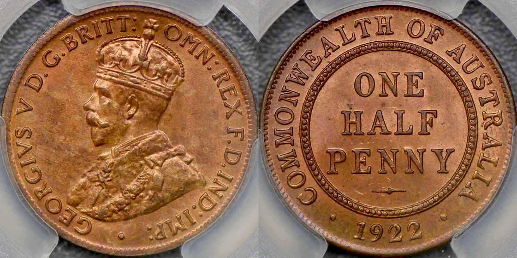 1922年ハーフペニー硬貨