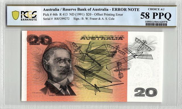 1991 Fraser/Cole Twenty Dollars Nass-in-Nass-Transferdruck