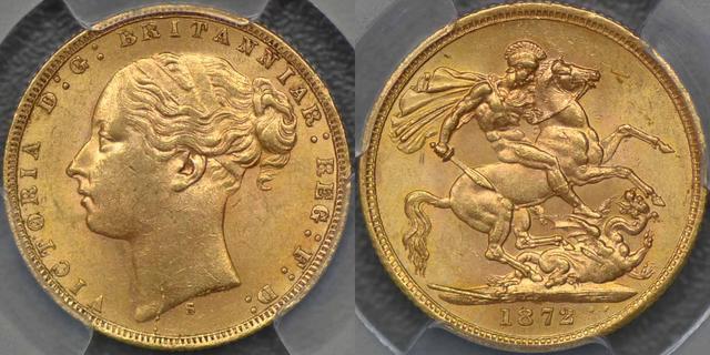 1872 Sydney St George Reverse Sovereign