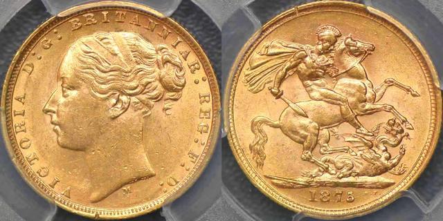 1875 Melbourne St. George Reverse Sovereign