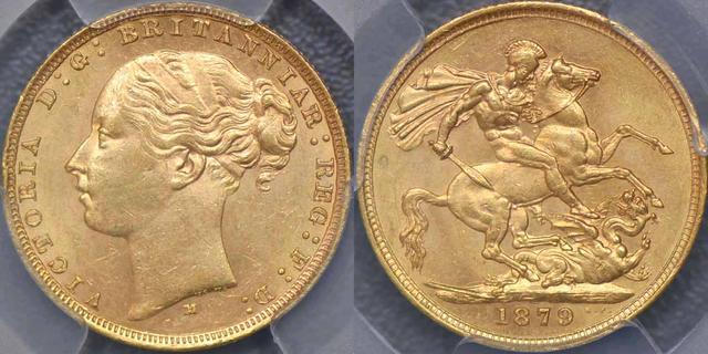 1879 Melbourne St George Reverse Sovereign