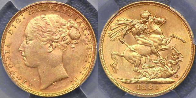 1880 Melbourne St George Reverse Sovereign
