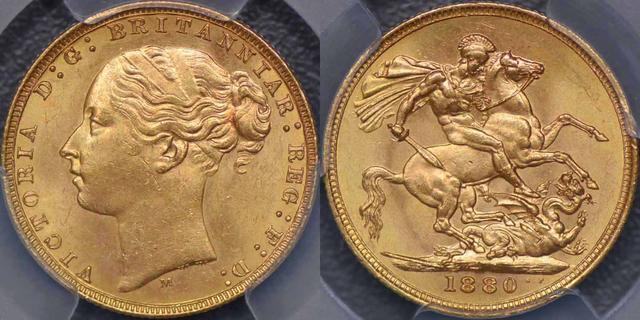 1880 Melbourne St. George Reverse Sovereign