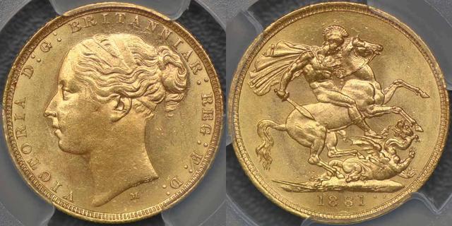 1881 Melbourne St George Reverse Sovereign