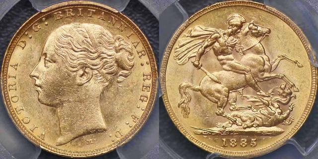 1885 Melbourne St. George Reverse Sovereign