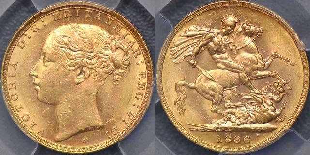 1886 Melbourne St George Reverse Sovereign