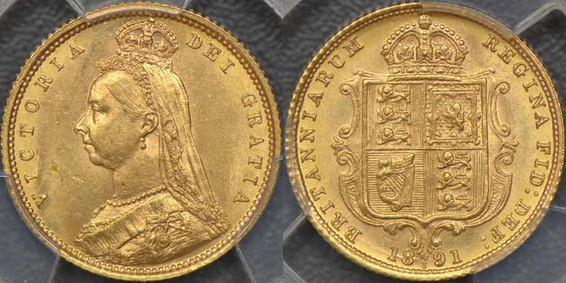 1891 Sydney Half Sovereign without JEB