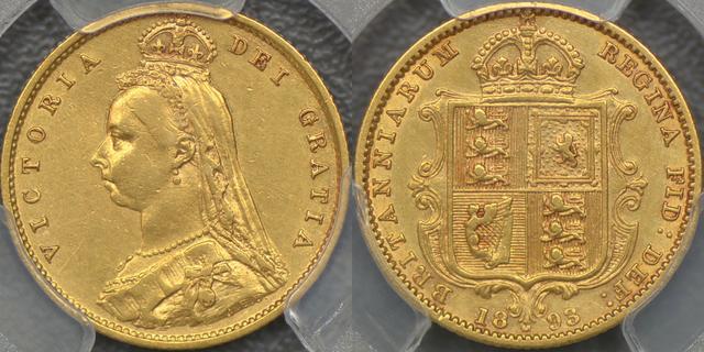 1893 Melbourne Jubilee Head Half Sovereign