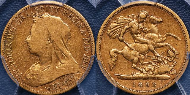 1893 Melbourne Veiled Head Half Sovereign