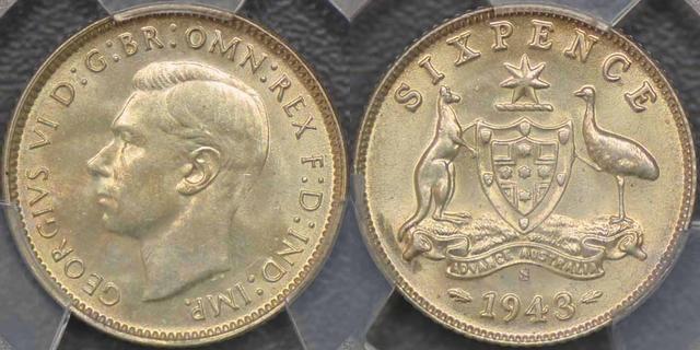 1943 San Francisco Sixpence