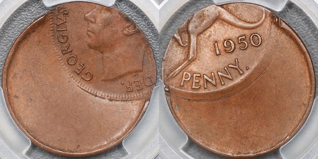 1950 Perth Penny, geprägt 50% neben der Mitte