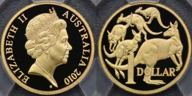 2010年発行の金貨1ドル硬貨、ゴットワルドの肖像入り