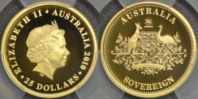 2010年パース造幣局発行「ソブリン」25ドル金貨
