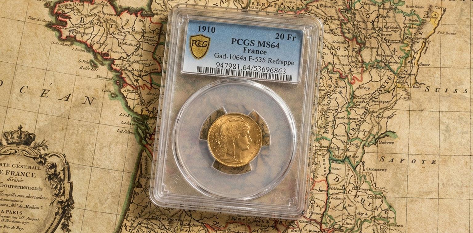 Gold France twenty franc coin values and prices