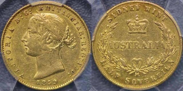 1858/9 Sydney Mint Überdatiert Half Sovereign
