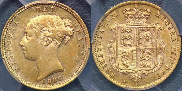 1880 Sydney Half Sovereign mit gezahnten Zähnchen