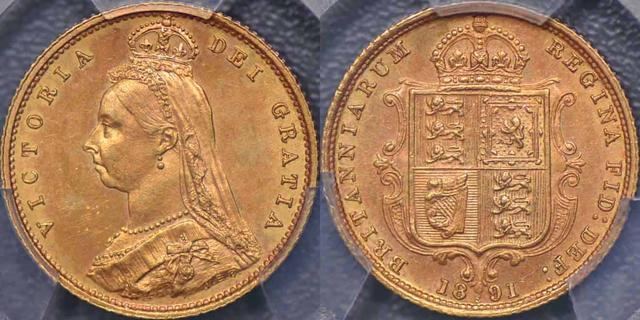 1891 Sydney Half Sovereign mit JEB