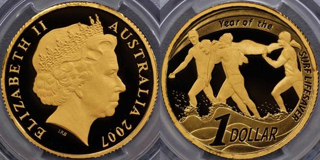 2007 Surf Lifesaving Ein Dollar in Gold