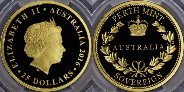 2016 Perth Mint „Sovereign“ Fünfundzwanzig Dollar